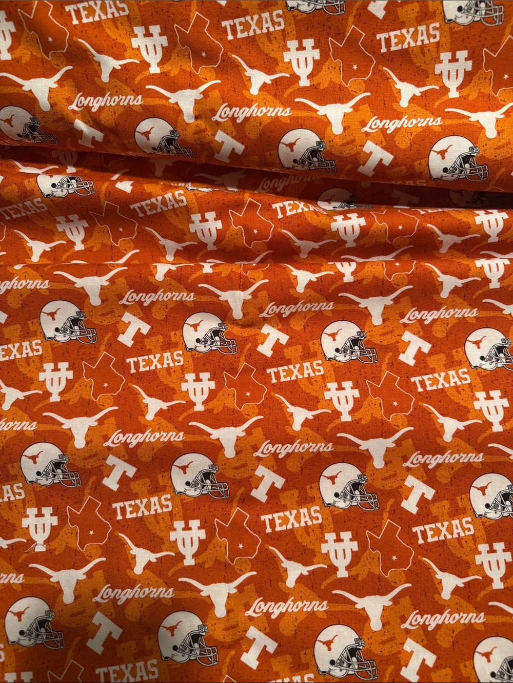 University of Texas Longhorns Orange Print Fabric
